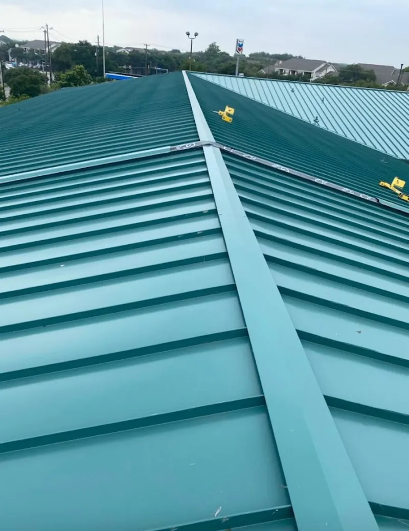 Green commercial metal roof ridge and valley for Metal Roof Repair in East Norriton